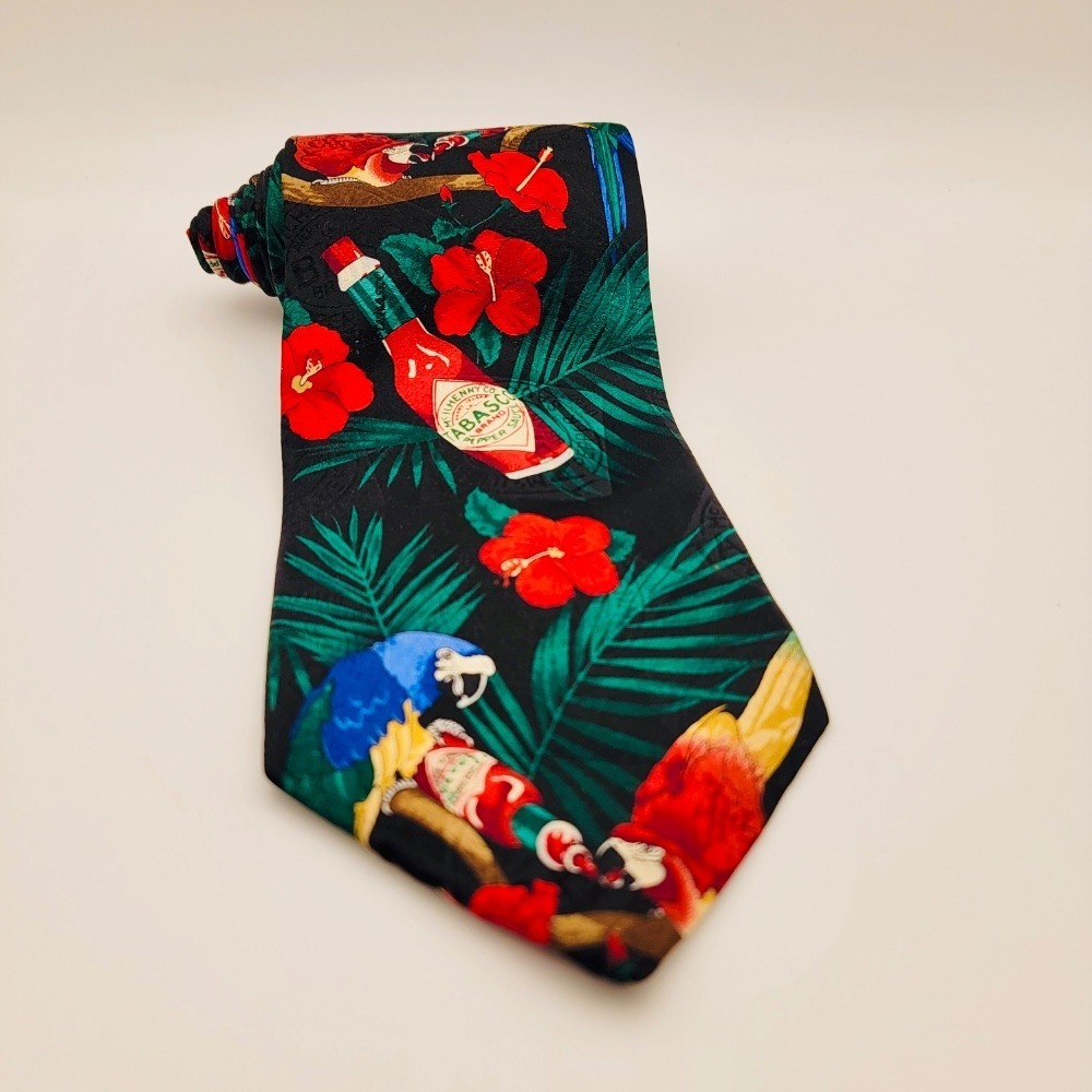 Tabasco Novelty Necktie Tropical Parrot Lobster Seafood Print‎ Men's Tie 3 TOTAL